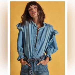 We the free Free people Louise denim top